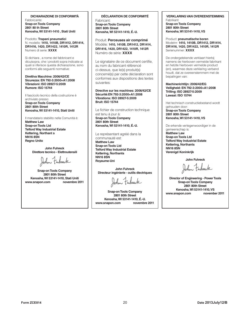 Sioux Tools SIOUX COMPACT DRILLS User Manual | Page 20 / 22