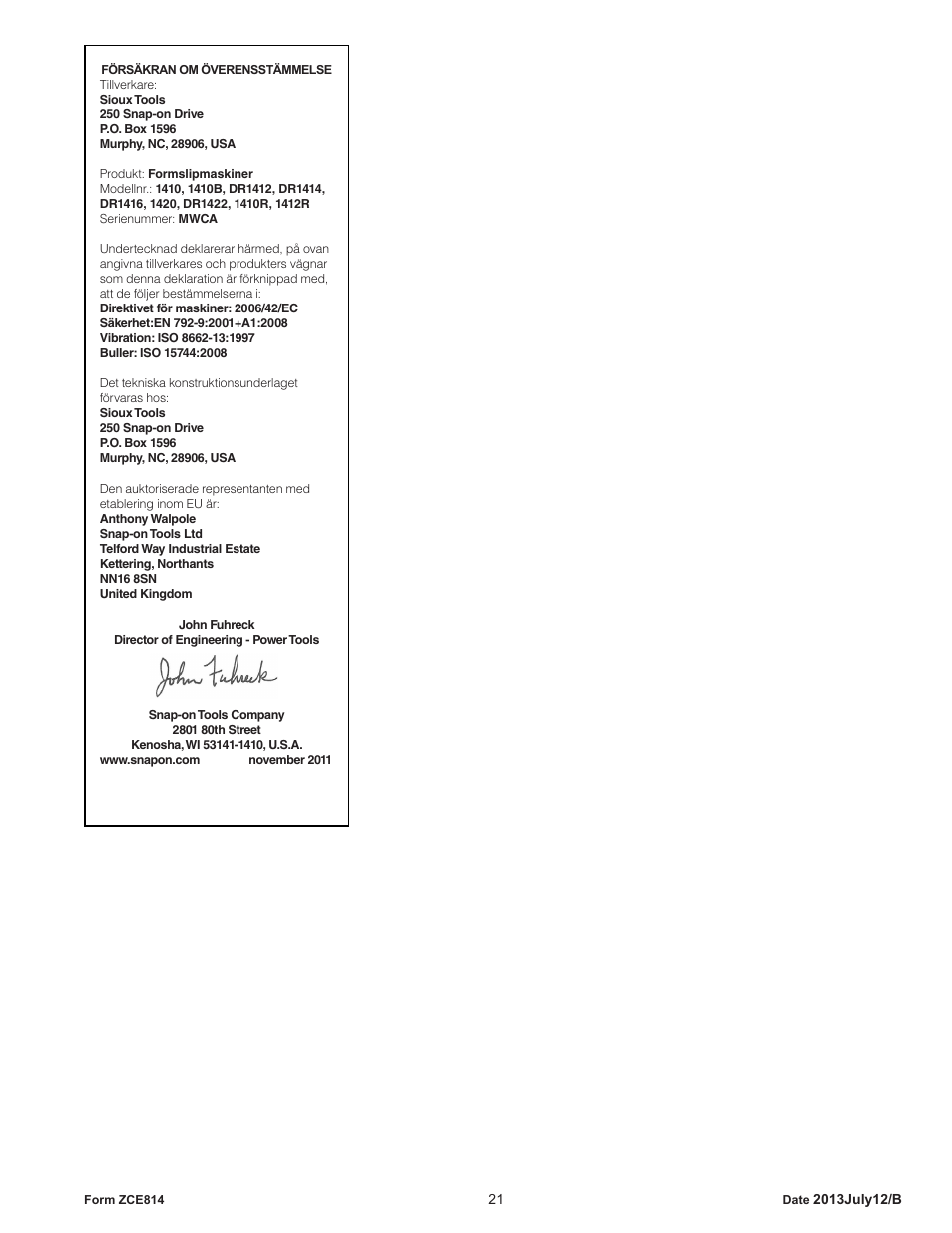 Sioux Tools SIOUX COMPACT DRILLS User Manual | Page 21 / 22