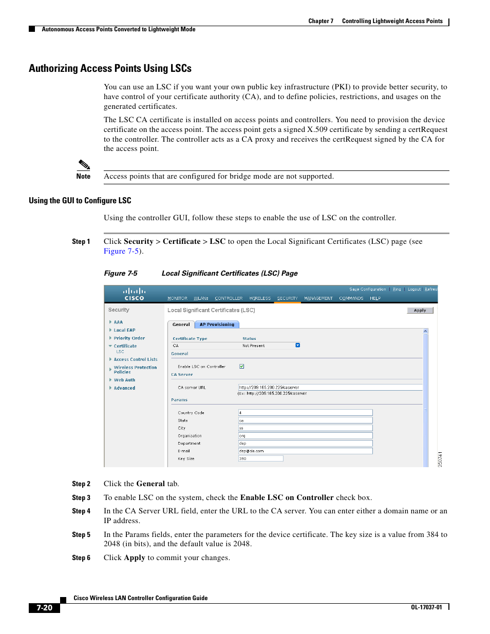 Authorizing access points using lscs | Cisco WIRELESS LAN CONTROLLER OL-17037-01 User Manual | Page 20 / 80