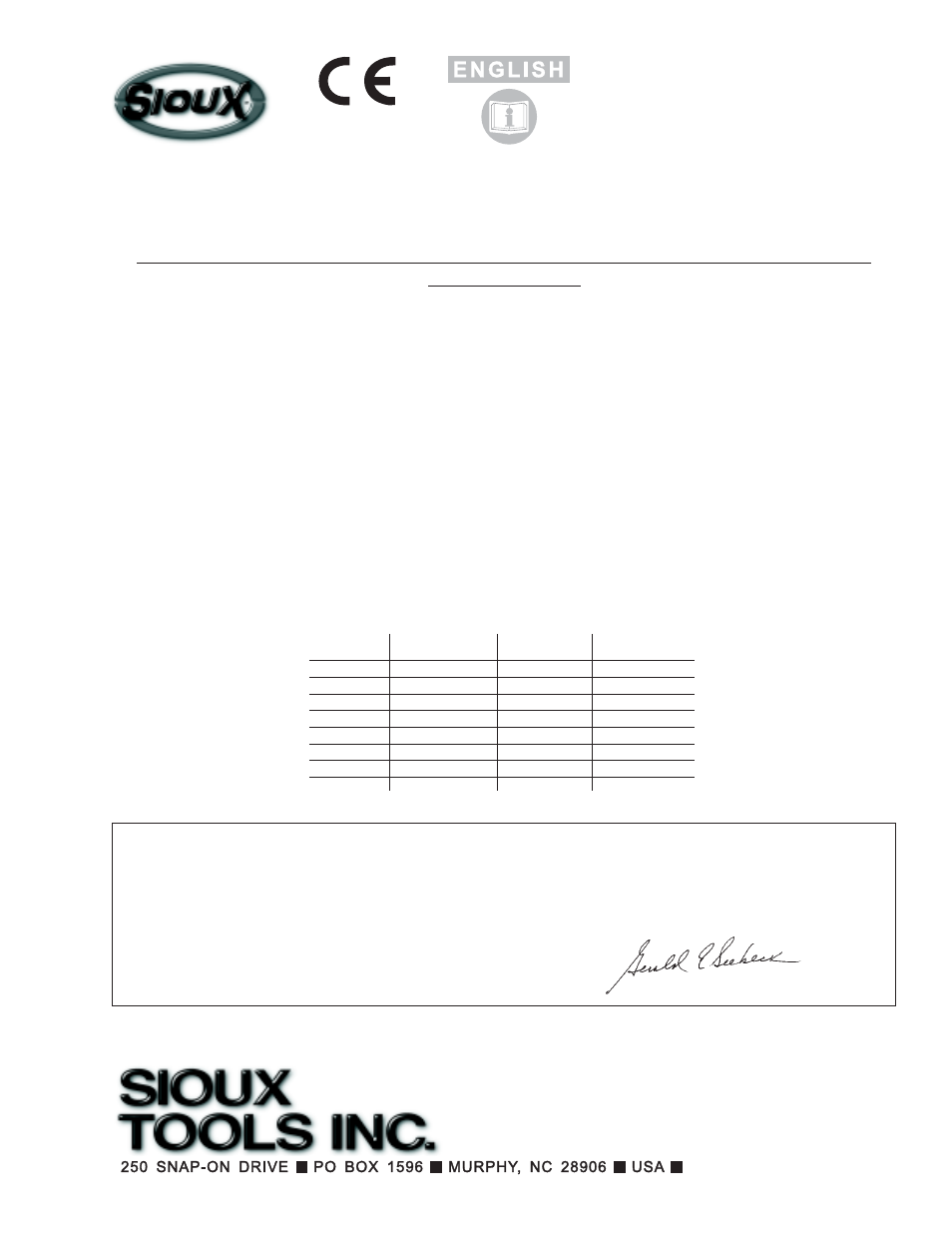 Sioux Tools 1456ES User Manual | 10 pages