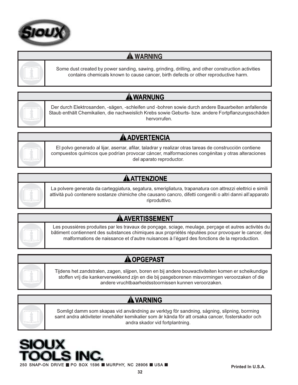 Sioux Tools 2 1/2 User Manual | Page 32 / 33