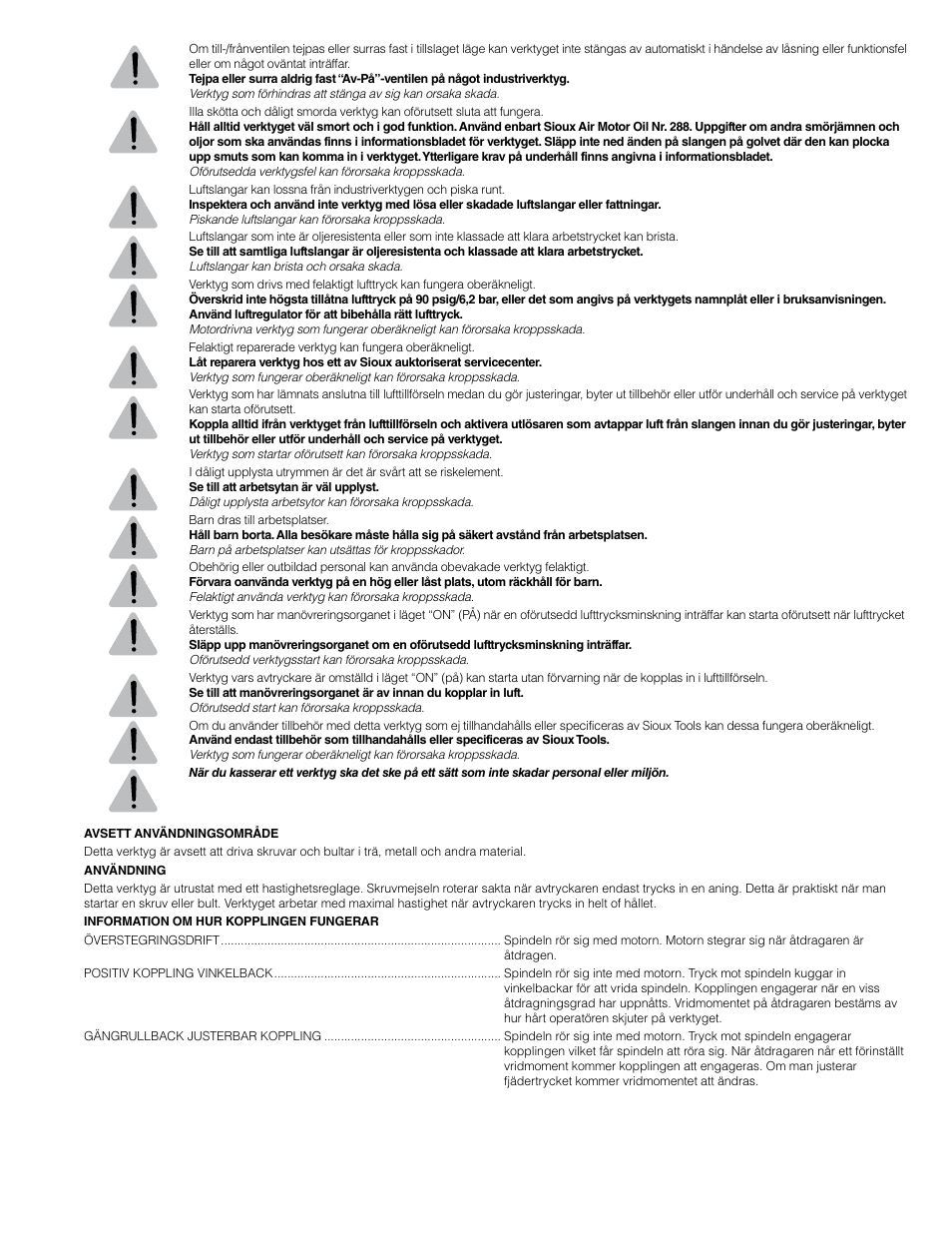 Sioux Tools SSD10P User Manual | Page 20 / 31