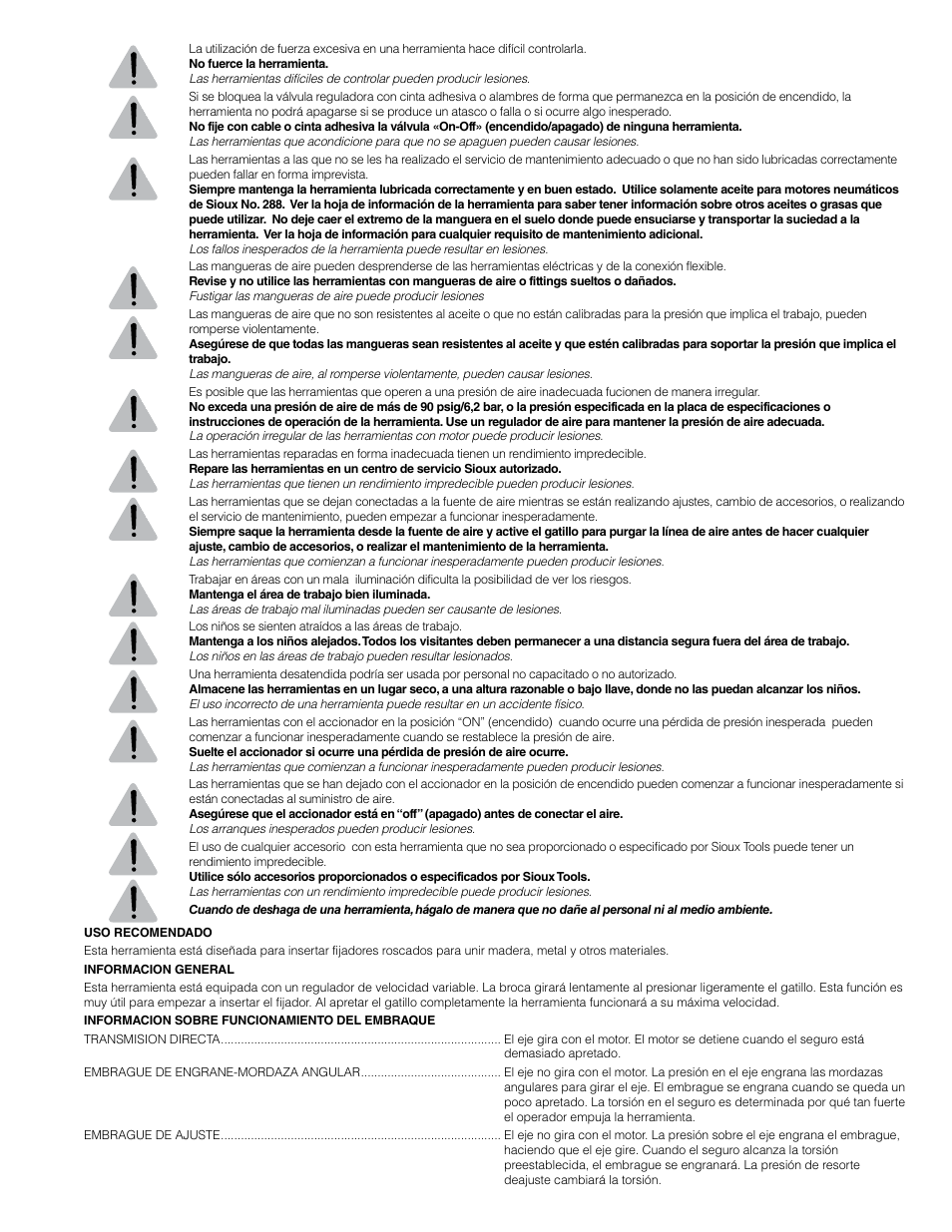 Sioux Tools SSD10P User Manual | Page 8 / 31