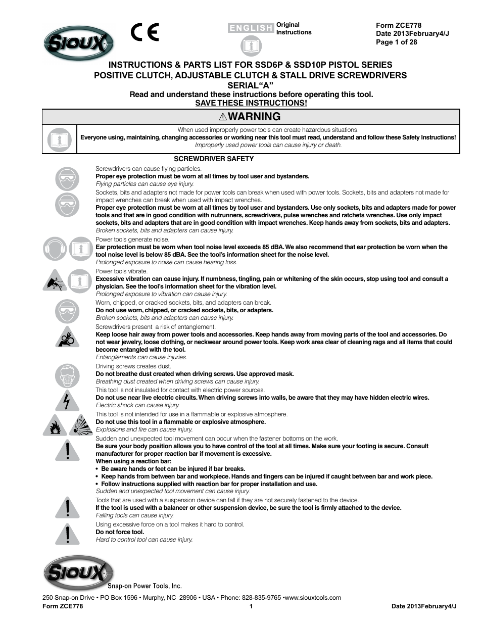 Sioux Tools SSD10P User Manual | 29 pages