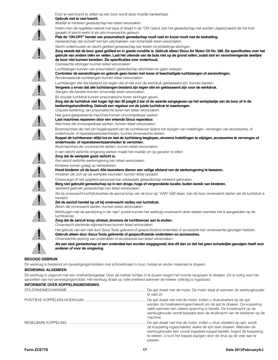 Sioux Tools SSD10P User Manual | Page 17 / 29