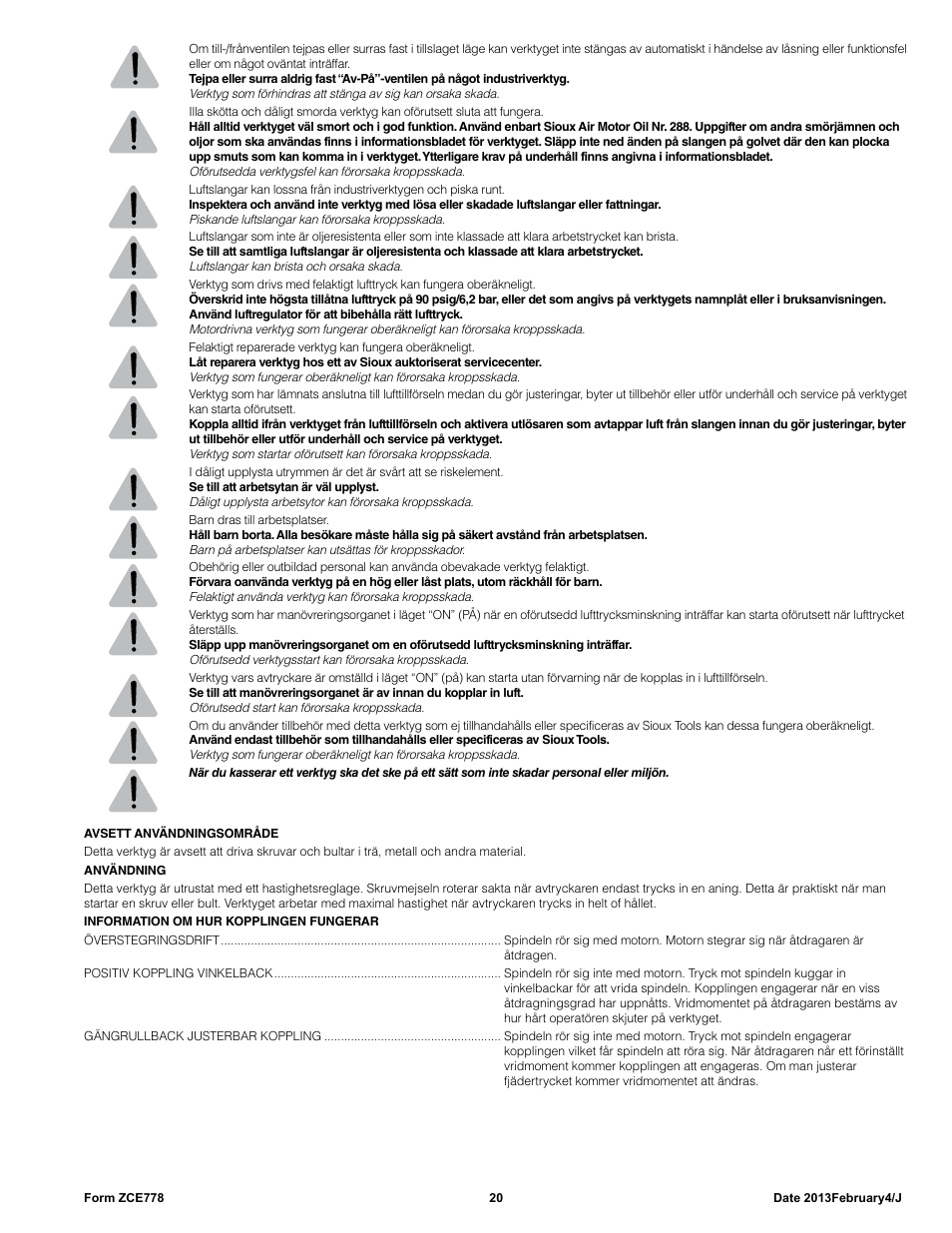 Sioux Tools SSD10P User Manual | Page 20 / 29