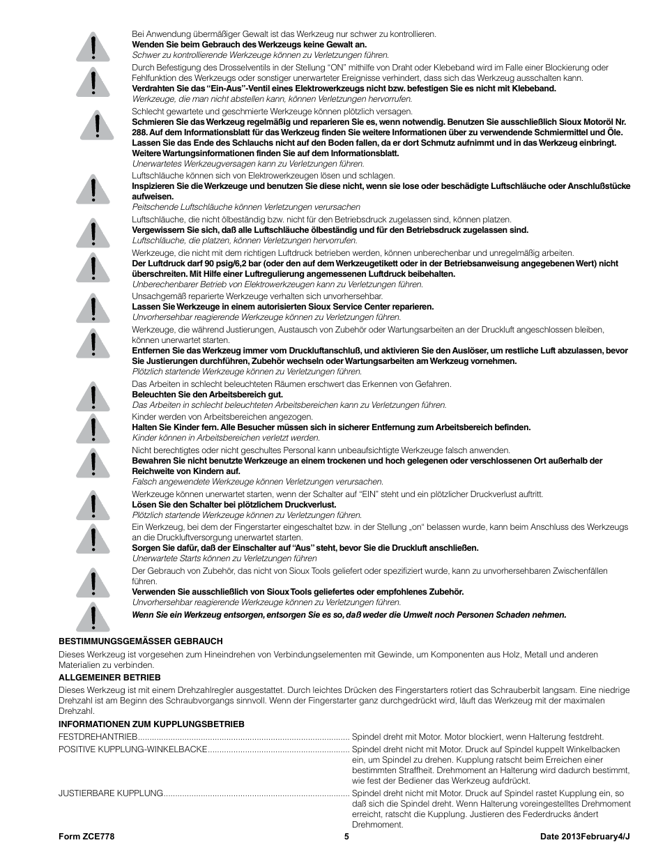 Sioux Tools SSD10P User Manual | Page 5 / 29