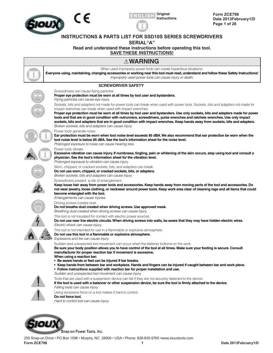Sioux Tools SSD10S User Manual | 27 pages