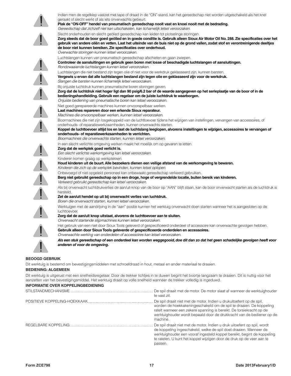 Sioux Tools SSD10S User Manual | Page 17 / 27