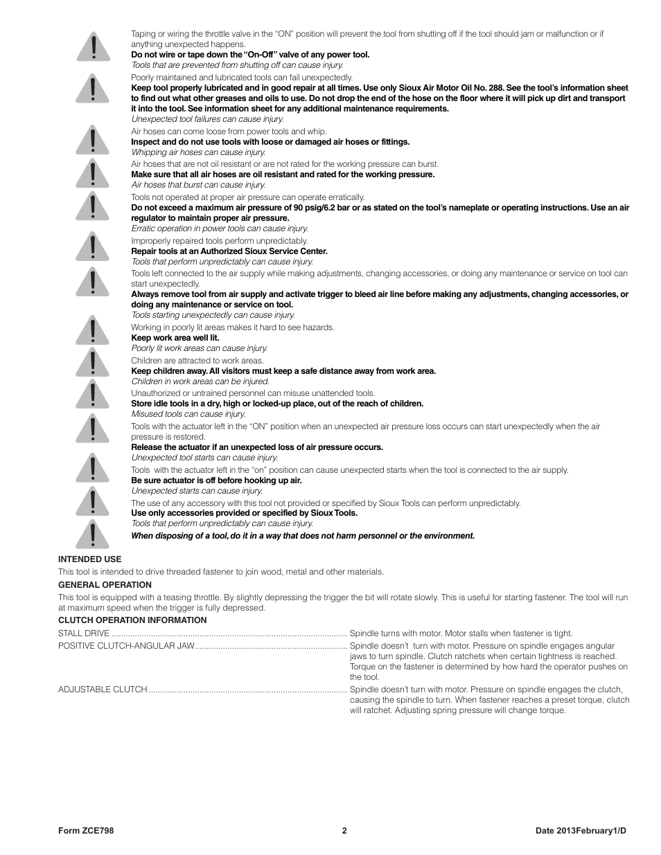 Sioux Tools SSD10S User Manual | Page 2 / 27