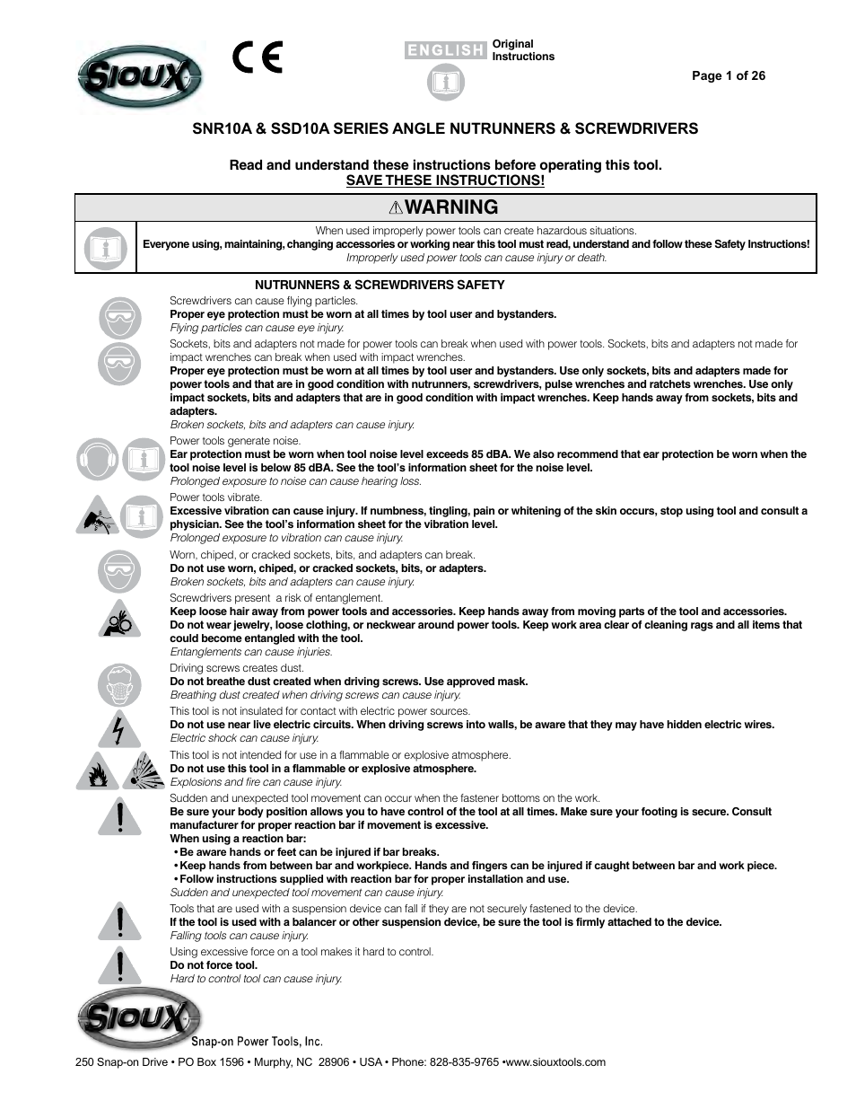 Sioux Tools SSD10A User Manual | 27 pages