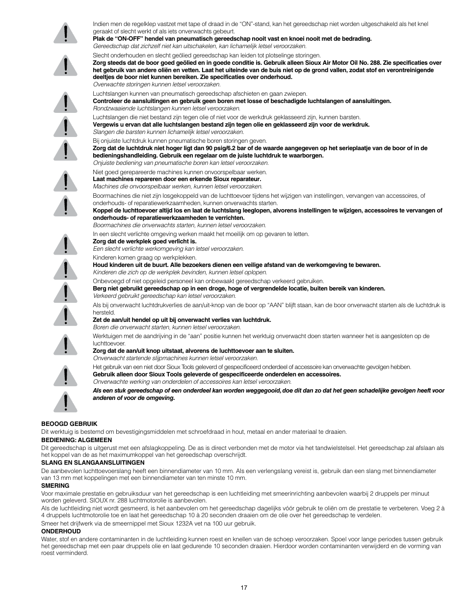 Sioux Tools SSD10A User Manual | Page 17 / 27