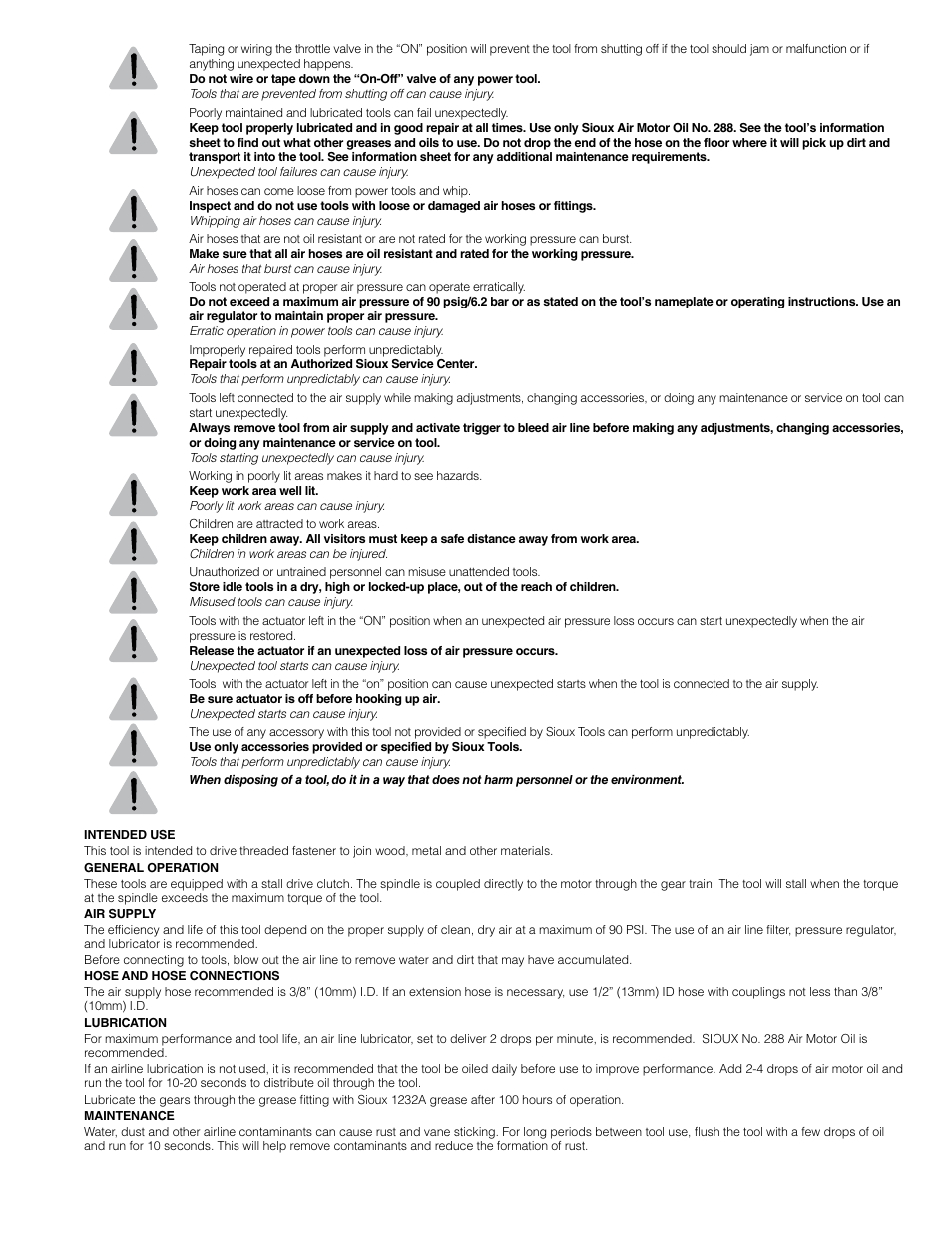 Sioux Tools SSD10A User Manual | Page 2 / 27