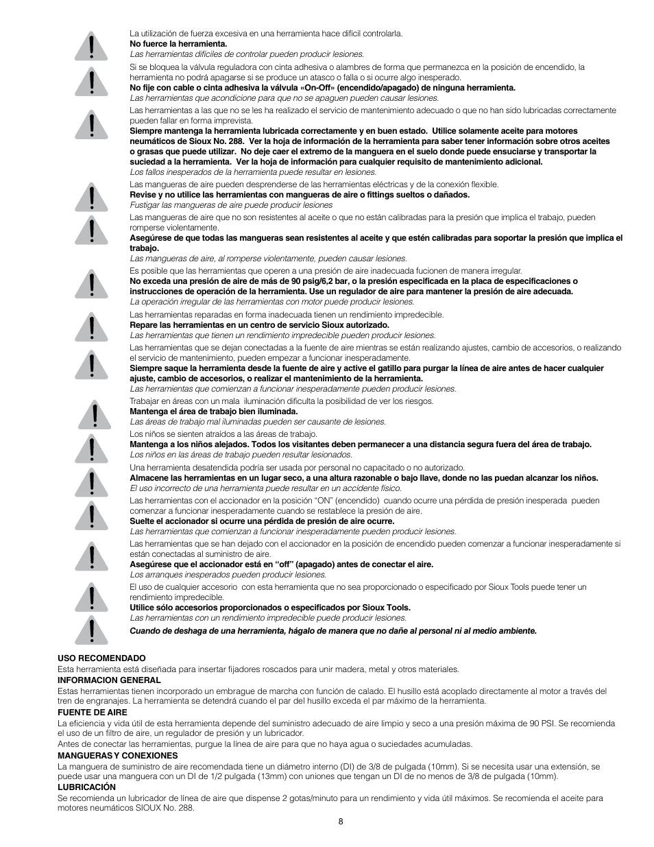 Sioux Tools SSD10A User Manual | Page 8 / 27