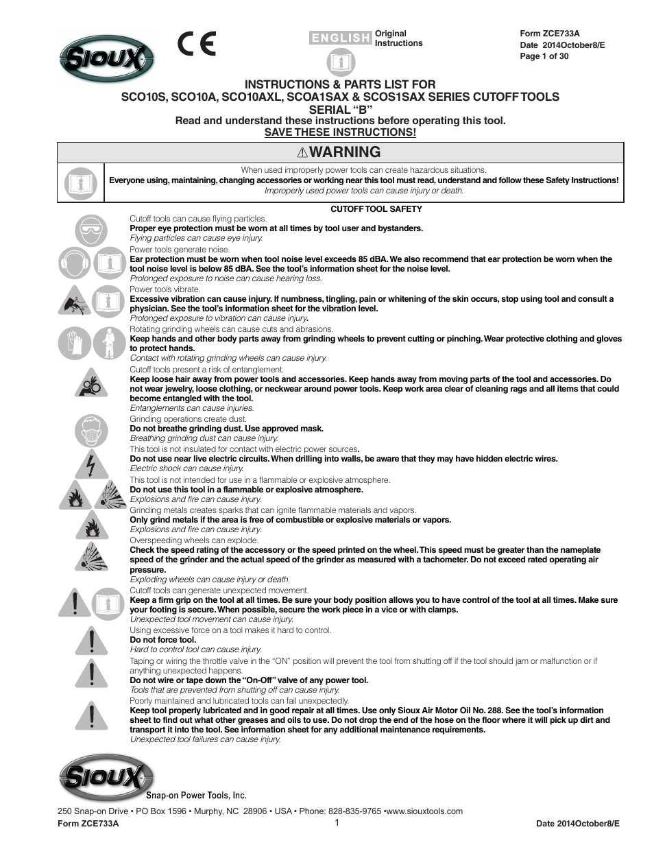 Sioux Tools SCOS1SAX User Manual | 31 pages
