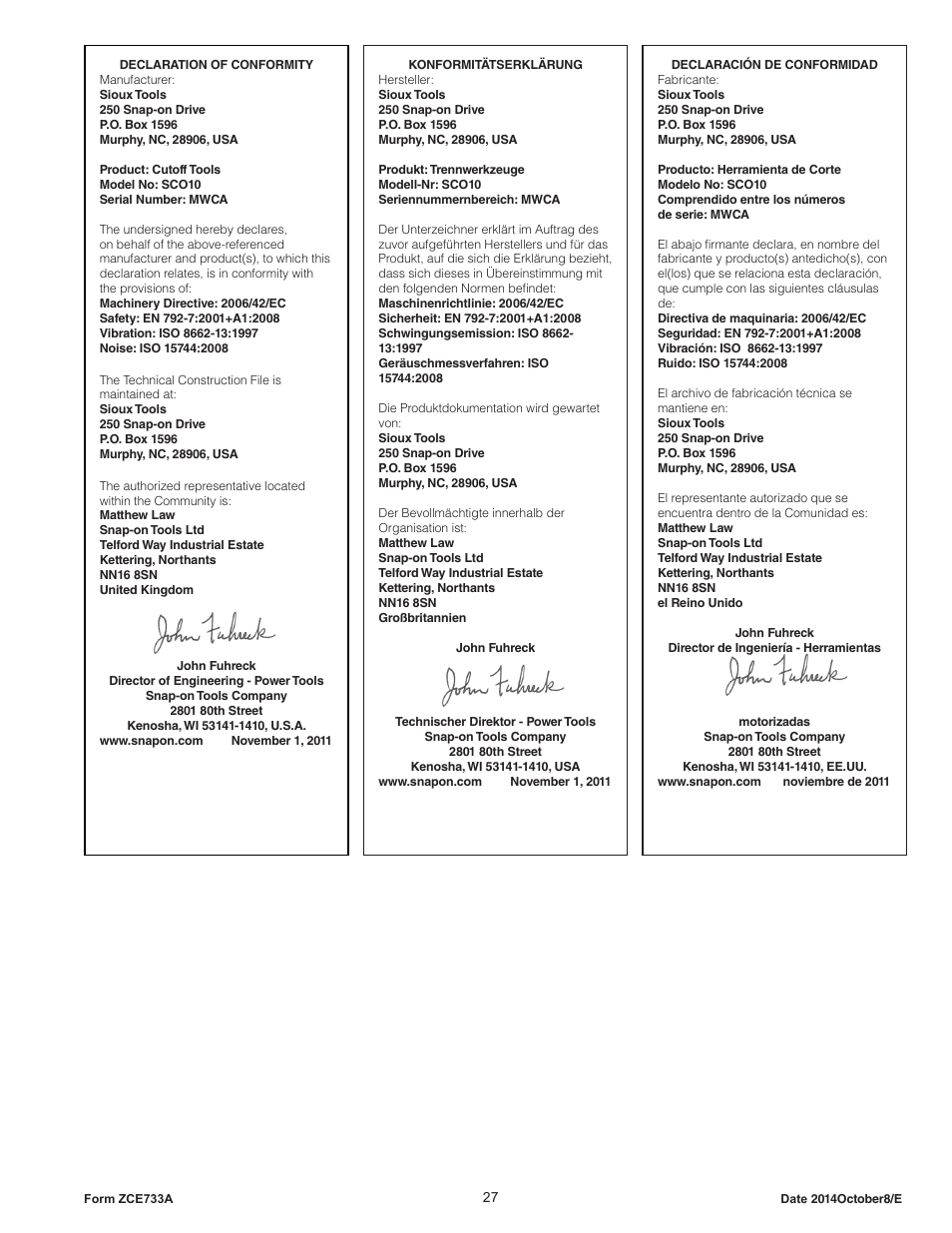 Sioux Tools SCOS1SAX User Manual | Page 27 / 31