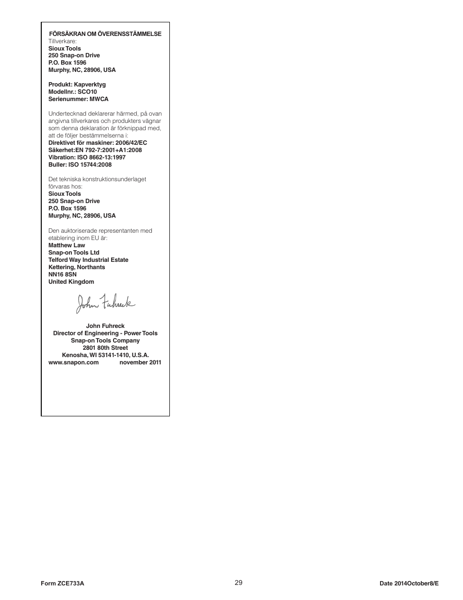 Sioux Tools SCOS1SAX User Manual | Page 29 / 31