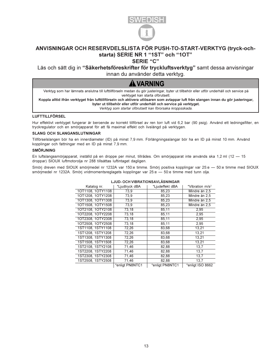 Sioux Tools PUSH TO START TOOLS User Manual | Page 13 / 21