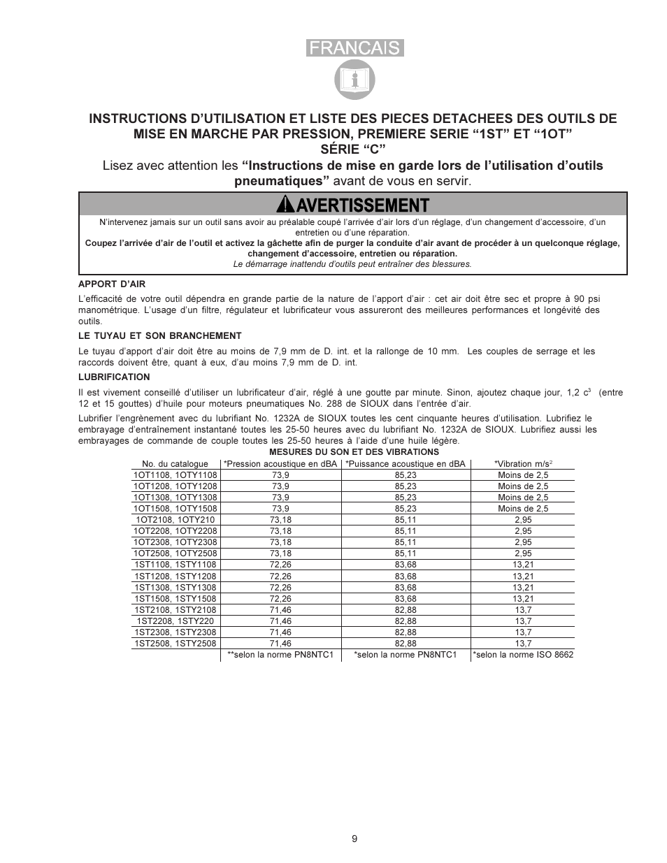 Sioux Tools PUSH TO START TOOLS User Manual | Page 9 / 21