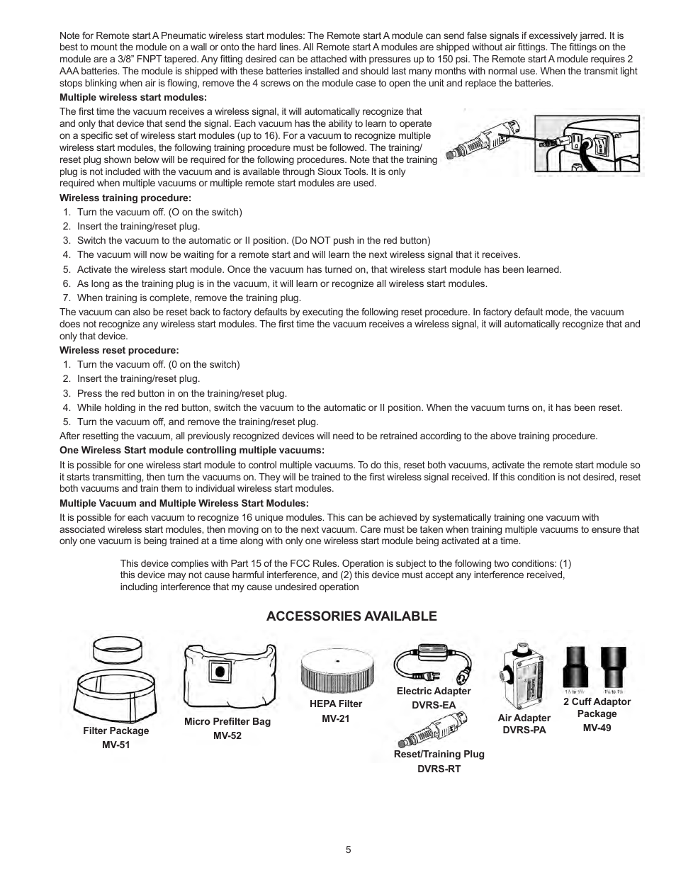 Accessories available | Sioux Tools DVRS-5 User Manual | Page 5 / 9