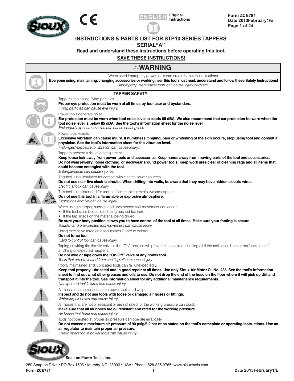 Sioux Tools STP10 User Manual | 25 pages