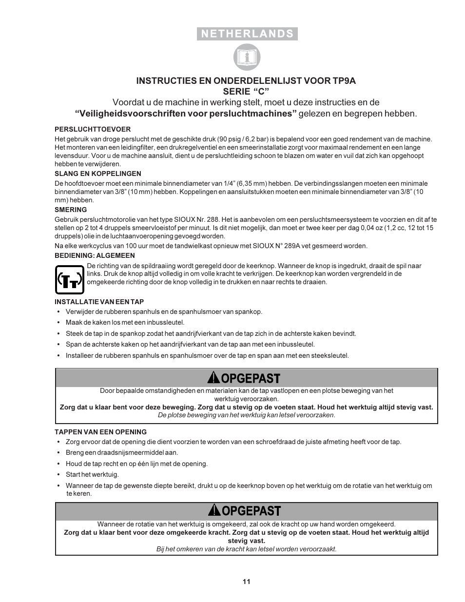 Sioux Tools TP9A User Manual | Page 11 / 19