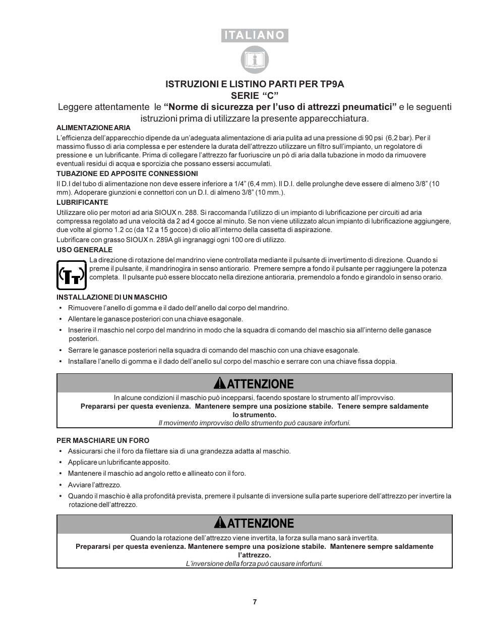 Sioux Tools TP9A User Manual | Page 7 / 19