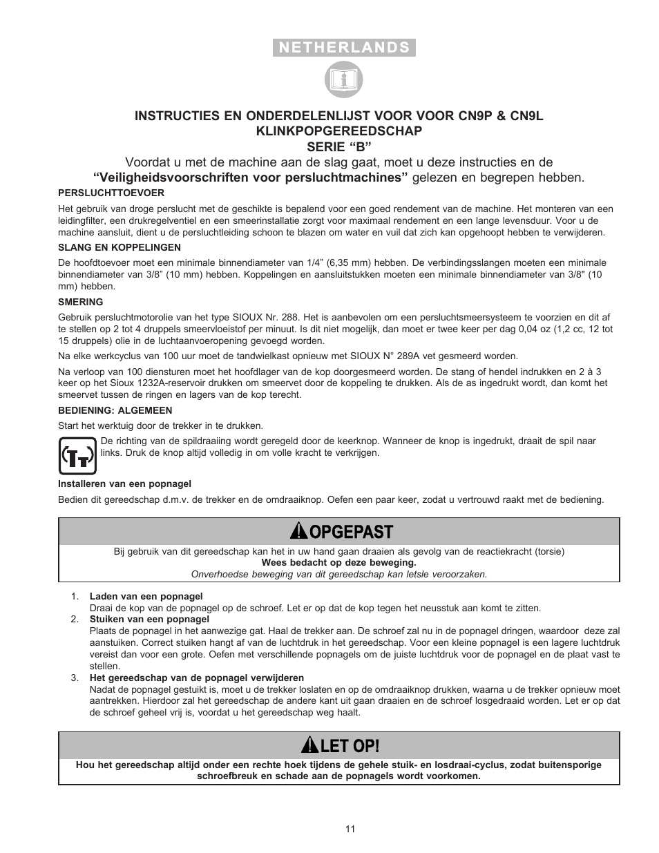 Sioux Tools CN9L User Manual | Page 11 / 25