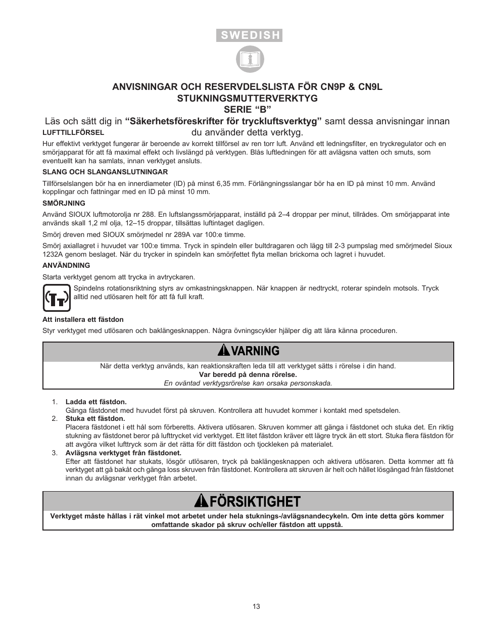 Sioux Tools CN9L User Manual | Page 13 / 25