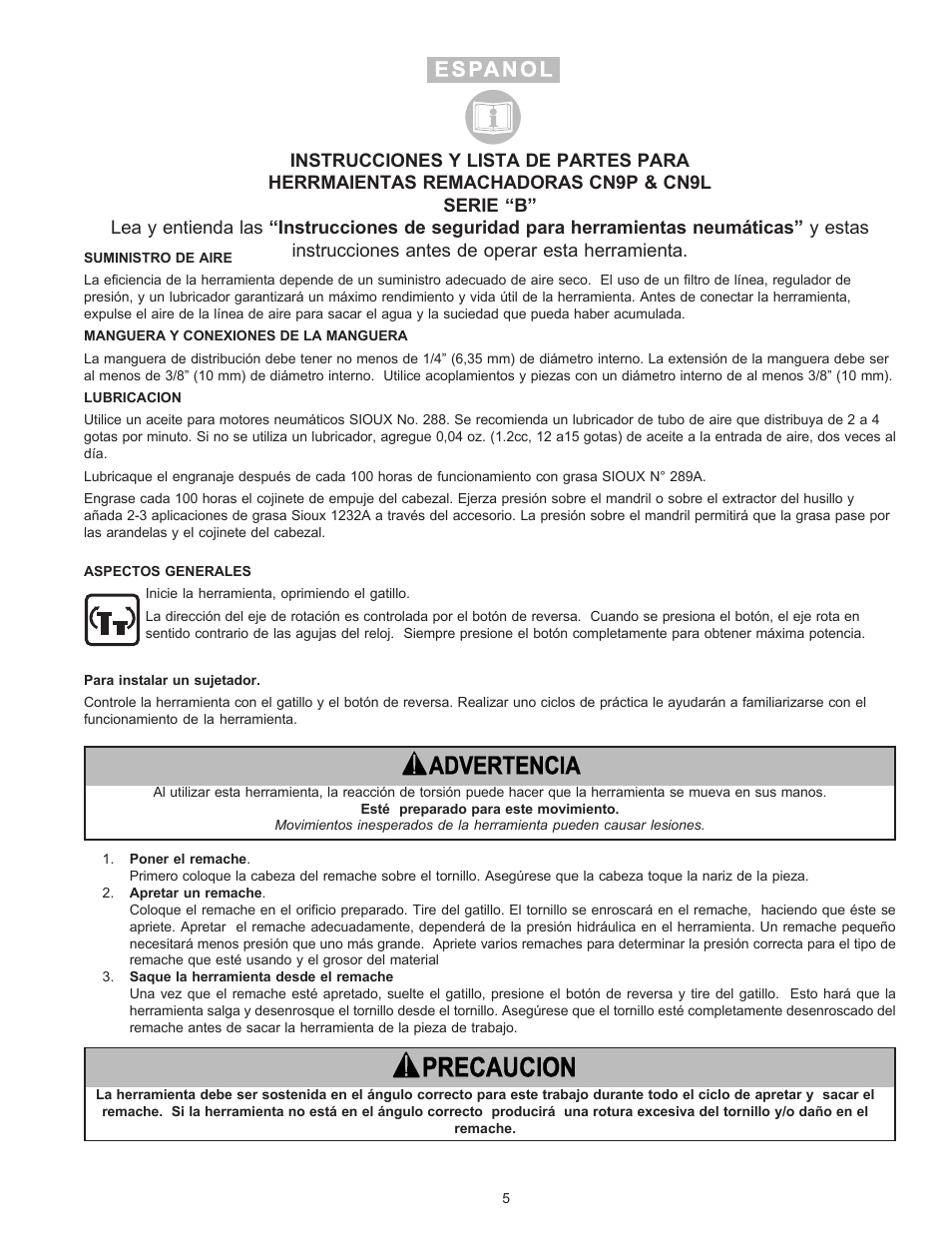 Sioux Tools CN9L User Manual | Page 5 / 25
