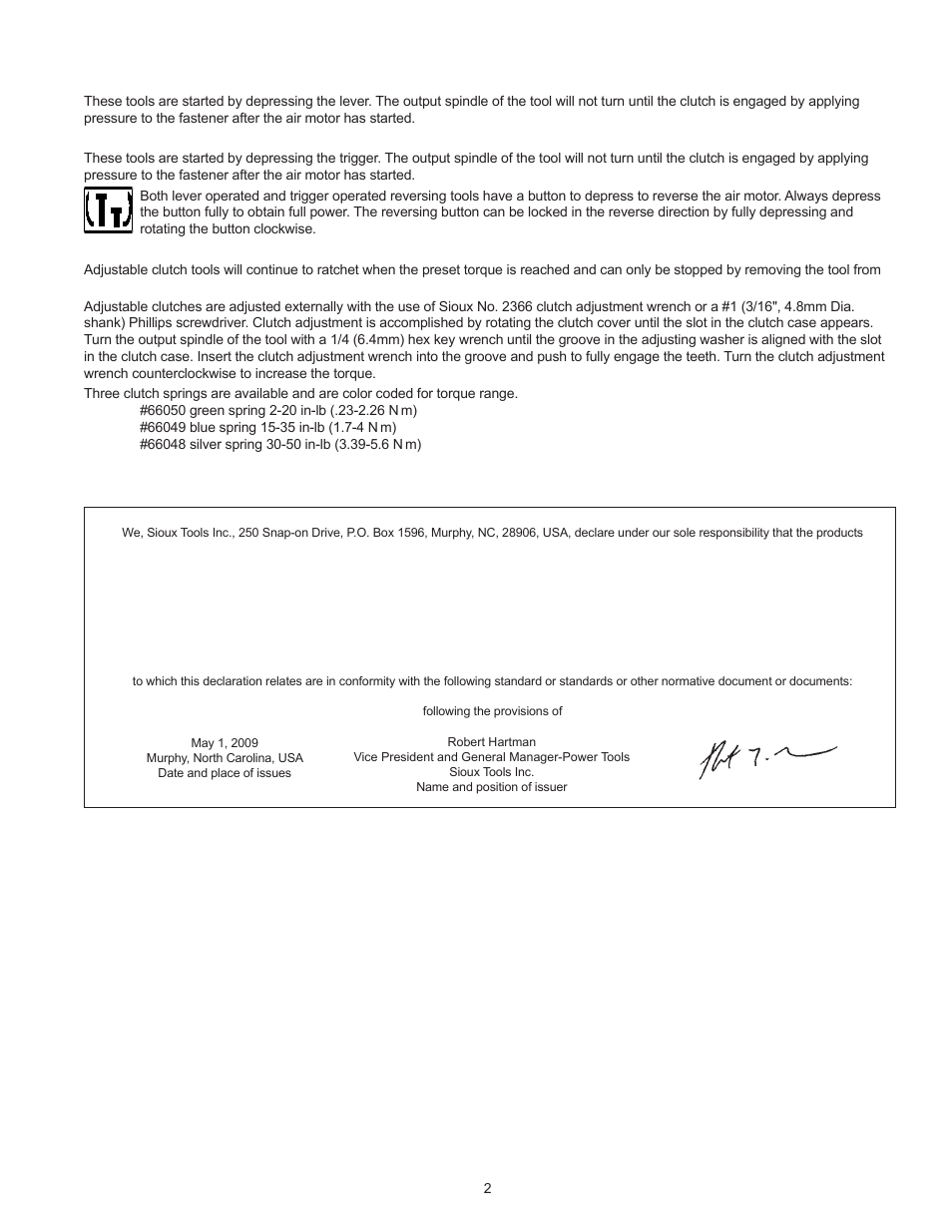 Sioux Tools 1OM User Manual | Page 2 / 23