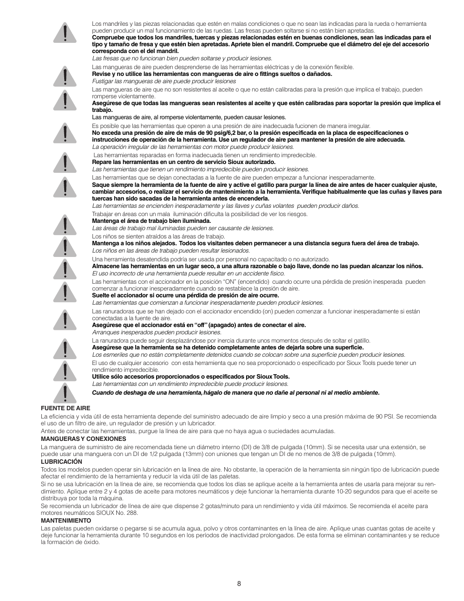 Sioux Tools SRT10S User Manual | Page 8 / 27