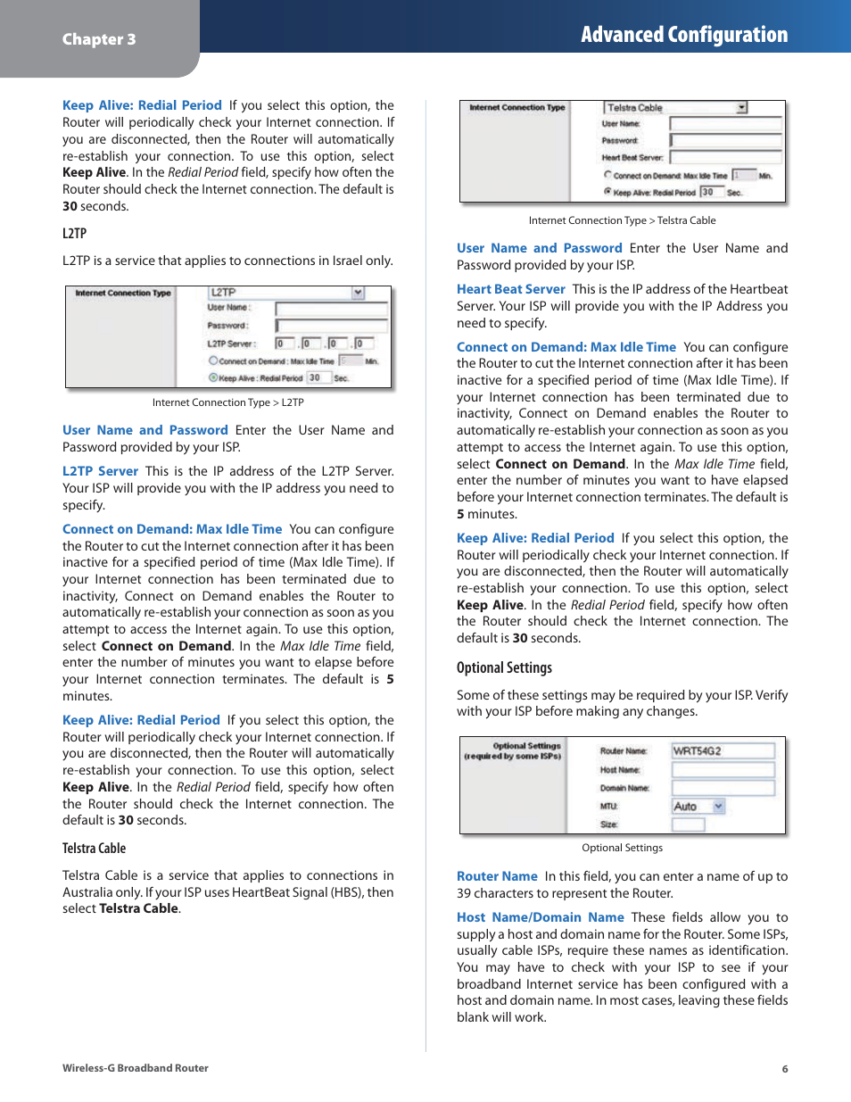 Advanced configuration | Linksys WRT54G2 User Manual | Page 10 / 51