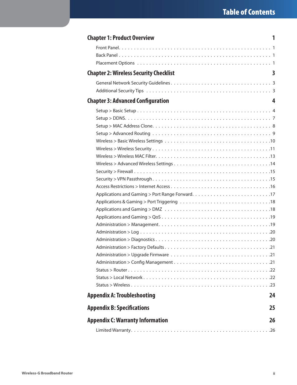 Linksys WRT54G2 User Manual | Page 3 / 51