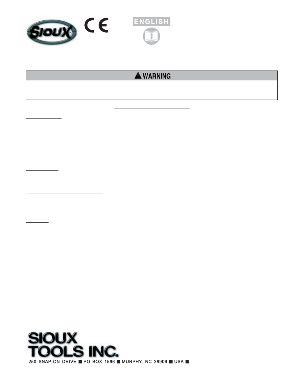 Sioux Tools CH44A User Manual | 16 pages