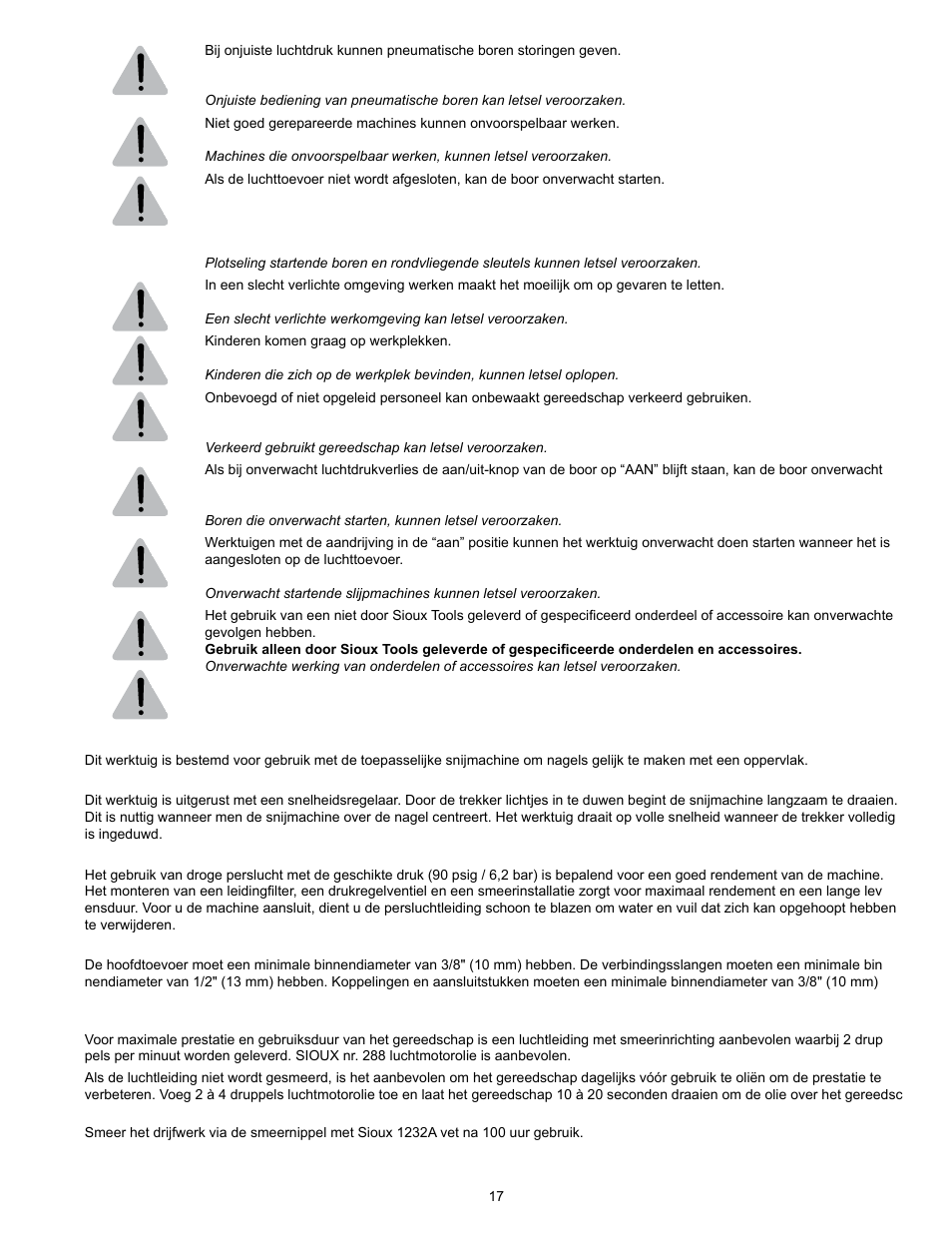 Sioux Tools SRS10S STRAIGHT User Manual | Page 17 / 25