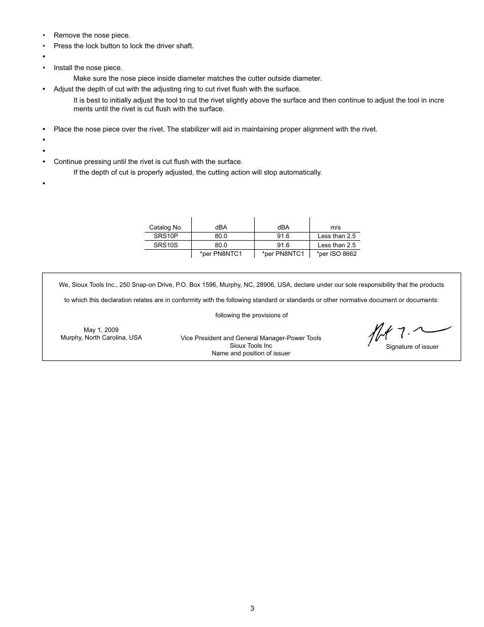 Sioux Tools SRS10S STRAIGHT User Manual | Page 3 / 25