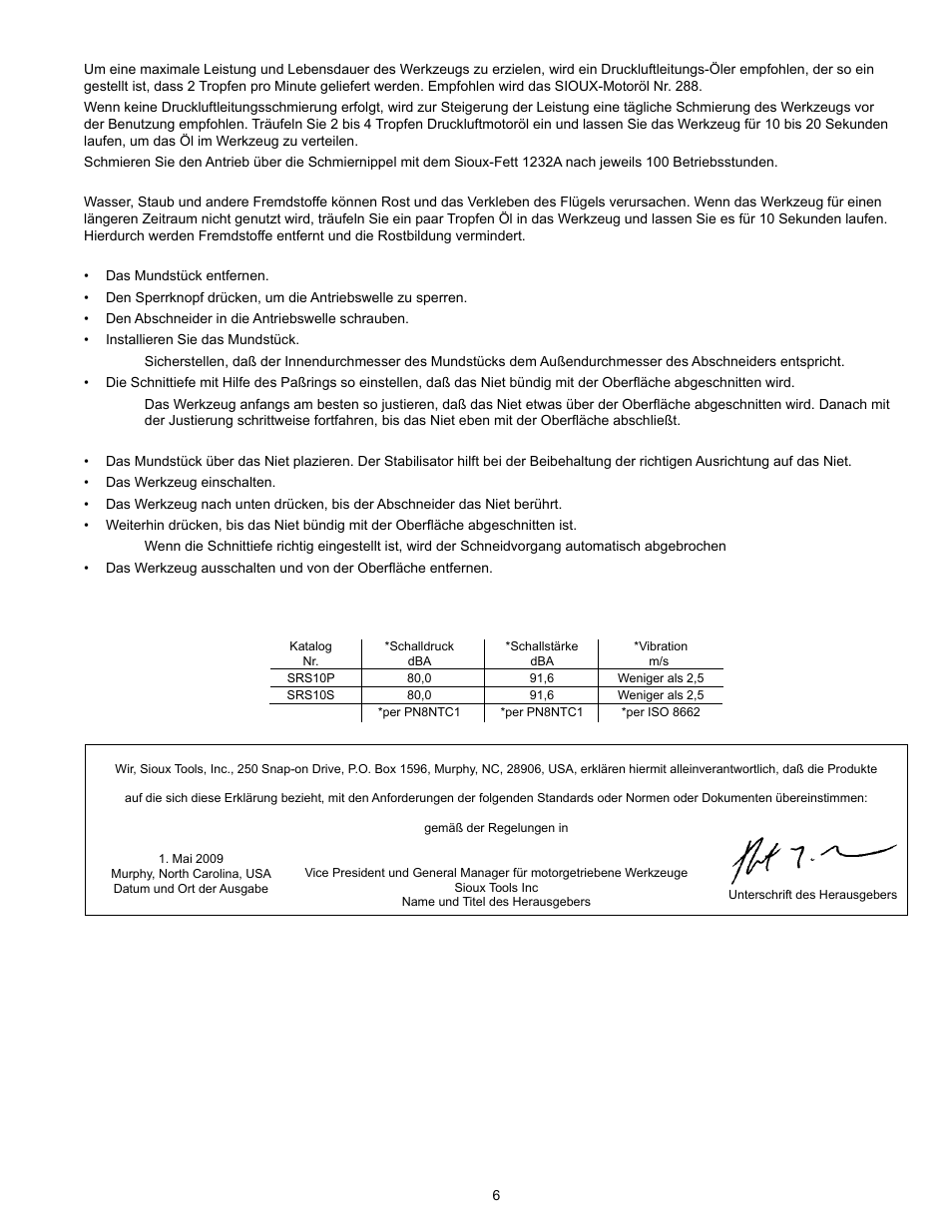 Sioux Tools SRS10S STRAIGHT User Manual | Page 6 / 25