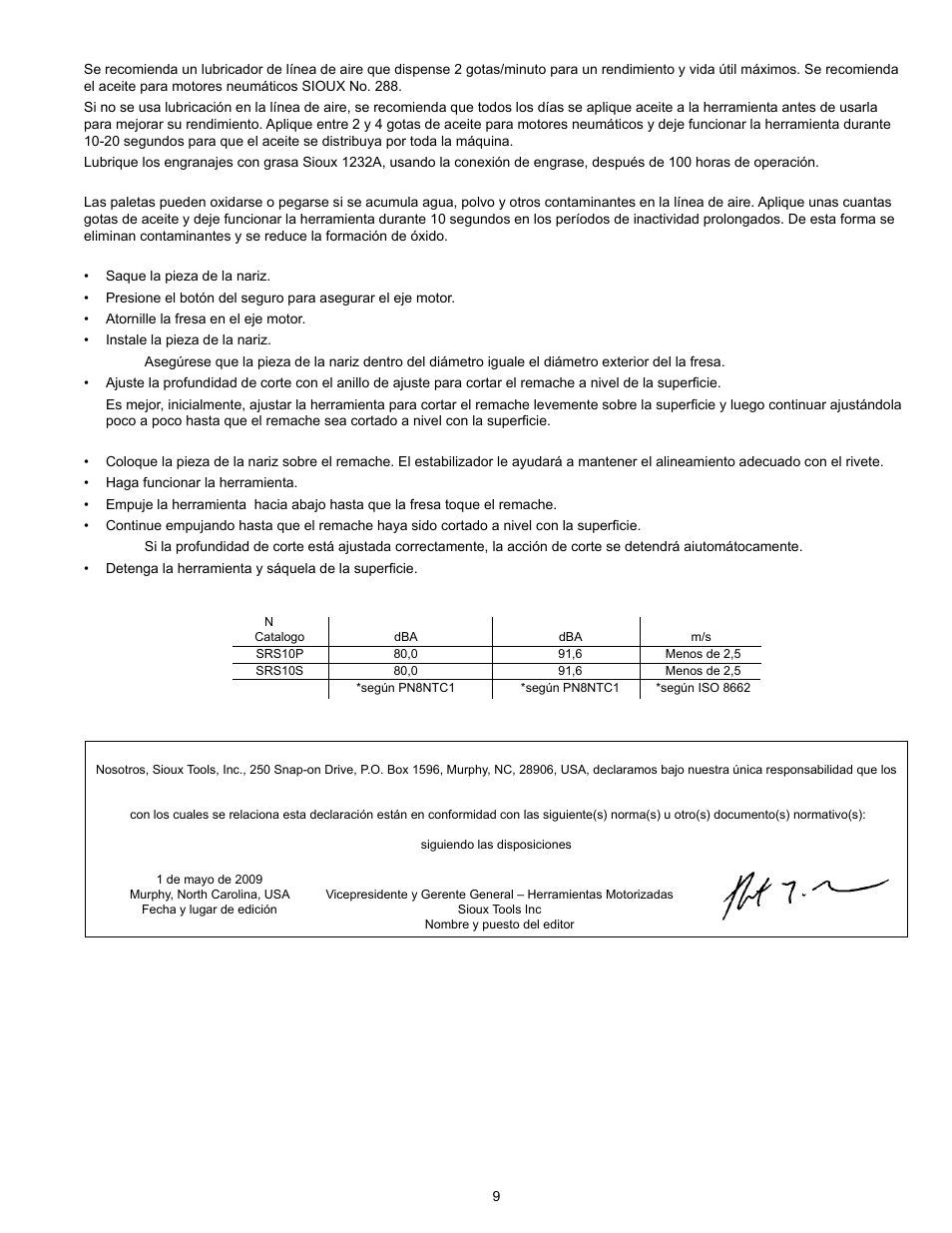 Sioux Tools SRS10S STRAIGHT User Manual | Page 9 / 25