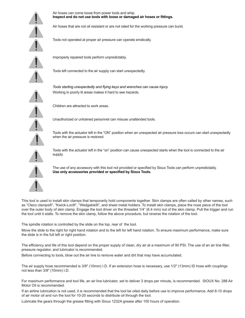 Sioux Tools SSR6P25 User Manual | Page 2 / 25