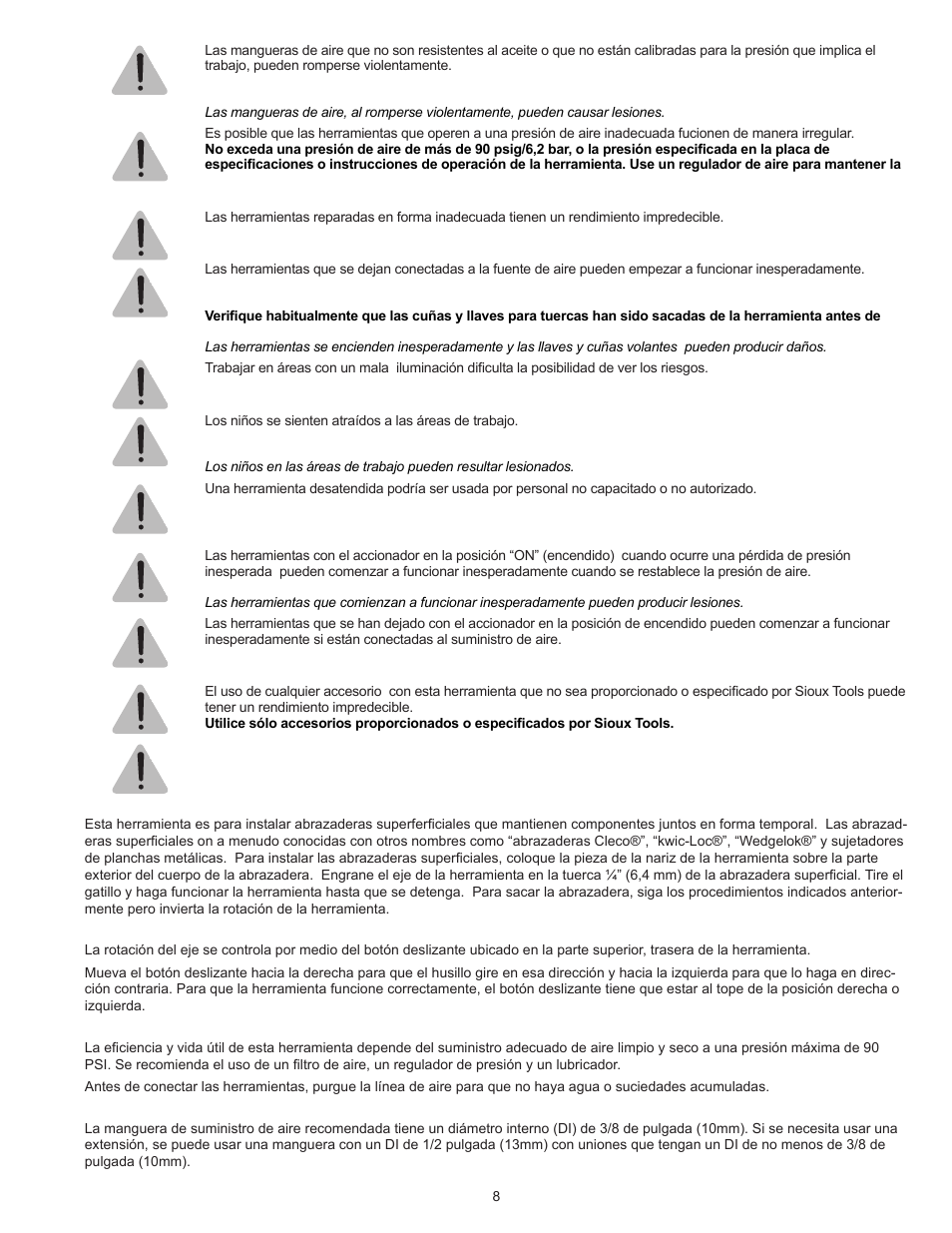 Sioux Tools SSR6P25 User Manual | Page 8 / 25