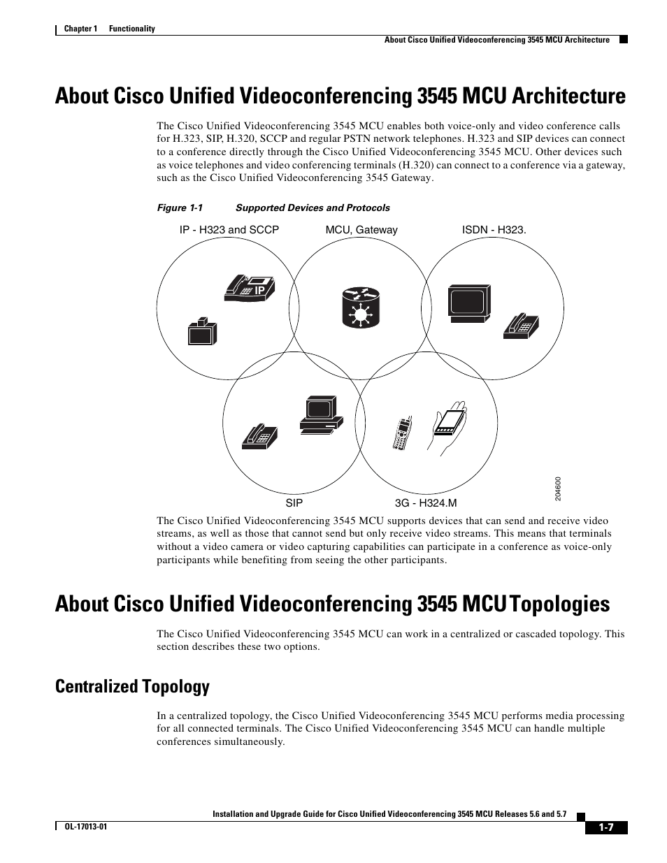 Centralized topology, About cisco unified videoconferencing 3545 mcu, Topologies | Cisco 3545 MCU User Manual | Page 13 / 56