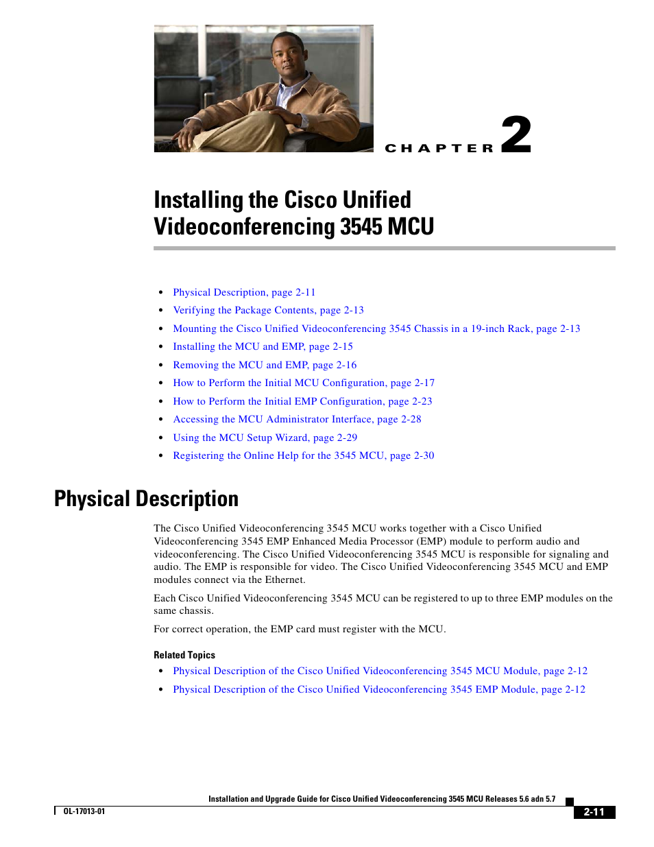 Physical description, C h a p t e r | Cisco 3545 MCU User Manual | Page 17 / 56