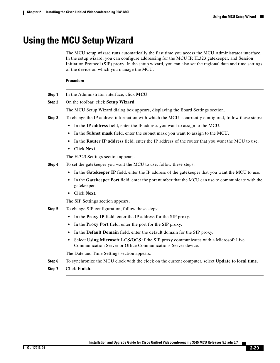 Using the mcu setup wizard | Cisco 3545 MCU User Manual | Page 35 / 56