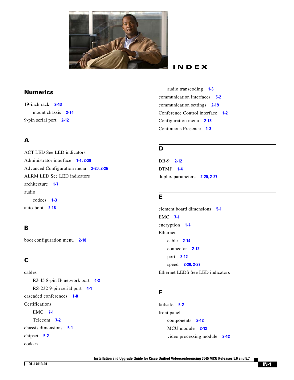 Index, N d e x | Cisco 3545 MCU User Manual | Page 53 / 56