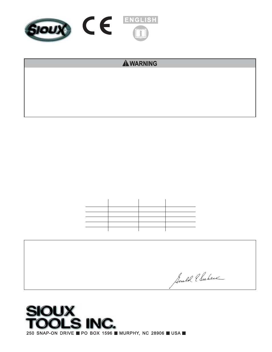 Sioux Tools 1296L User Manual | 8 pages