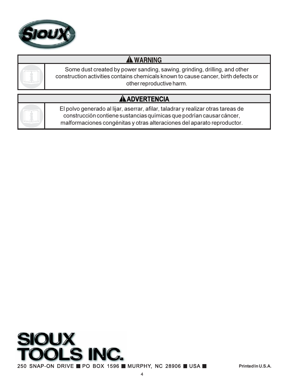 Sioux Tools 2L1600TH-107 User Manual | Page 4 / 4