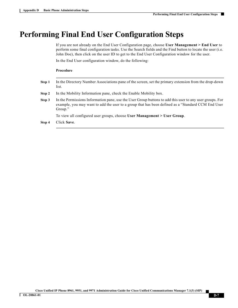 Performing final end user configuration steps | Cisco 9971 User Manual | Page 7 / 8