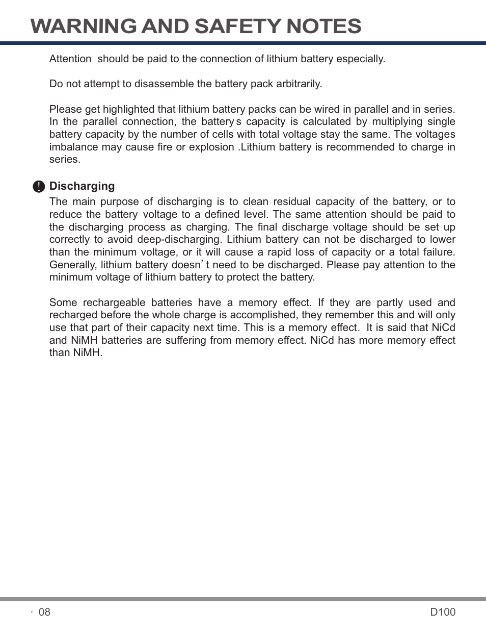 页 10 | SkyRC D100 Charger User Manual | Page 10 / 30