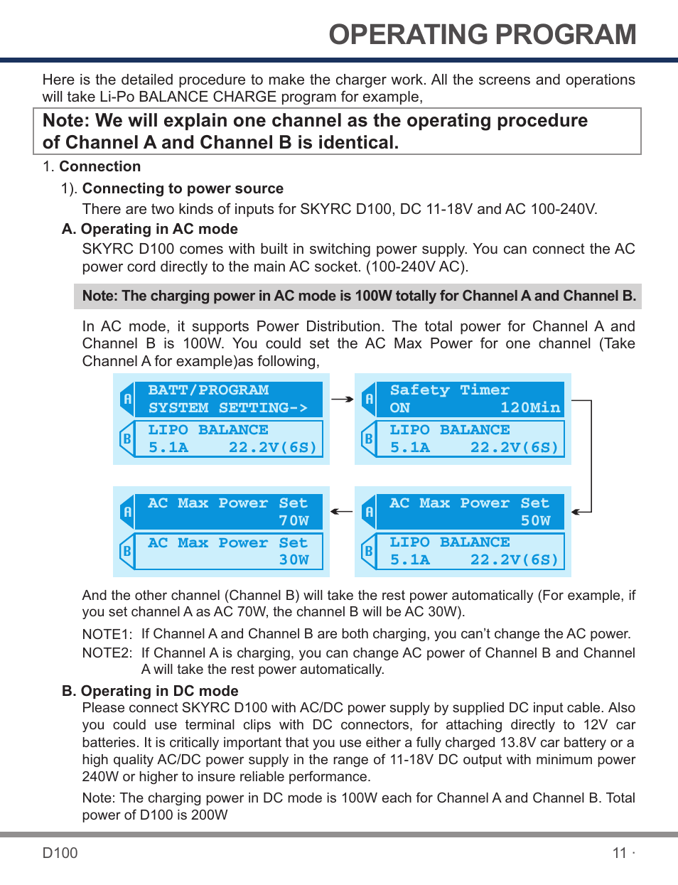 页 13, Operating program | SkyRC D100 Charger User Manual | Page 13 / 30